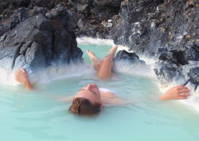 Tourist relaxing in Blue Lagoon Spa